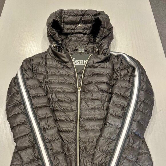Herno Striped Sleeve Short Down Bomber Jacket - Picture 2 of 9